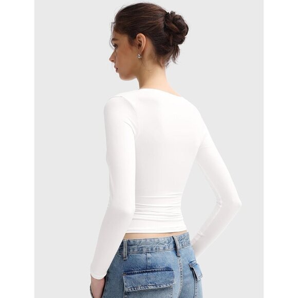 Women's Long Sleeve T Shirt Smoke Cloud Collection Slim Fit Basic Tee - Picture 3 of 5